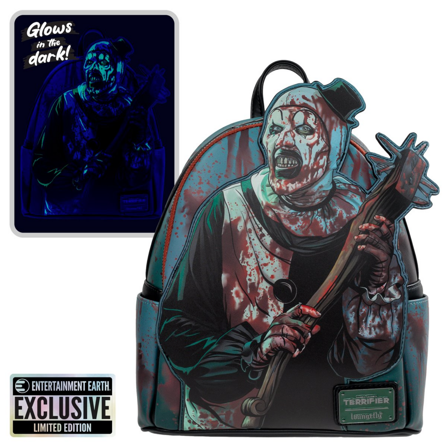 Terrifier Art the Clown Blood Splatter Glow-in-the-Dark Mini-Backpack Loungefly