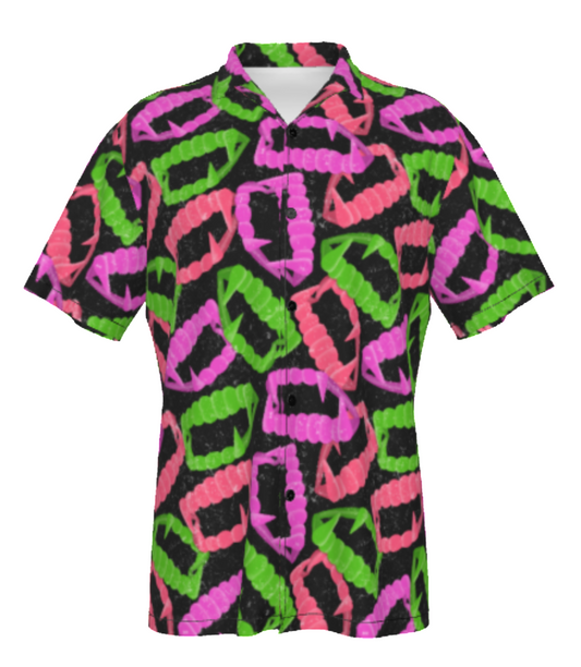 Neon Vamp Fang Button Up Shirt