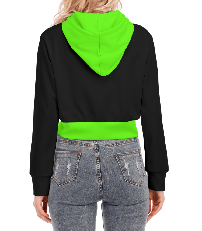 Neon Fangz Lightweight Zip Up Crop Hoodie