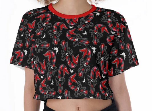Nightmare Candy Cane Crop Top